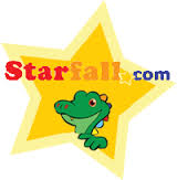 cartoon alligator, text reads starfall.com